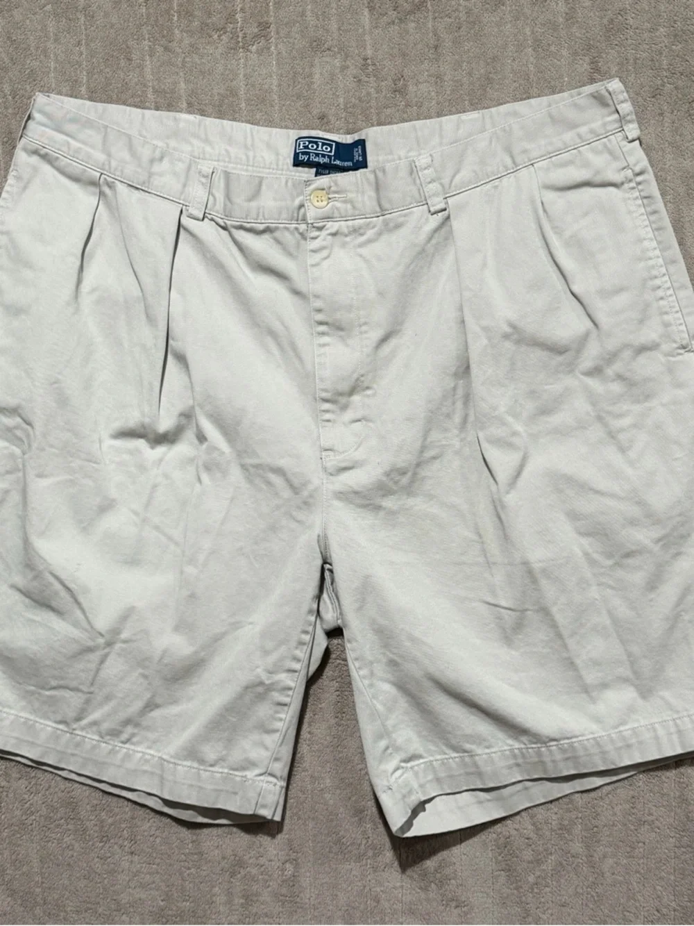 Polo Ralph Lauren Tyler Cotton Khaki Men’s Shorts Size 42 Pleated Front Vintage - Picture 1 of 8